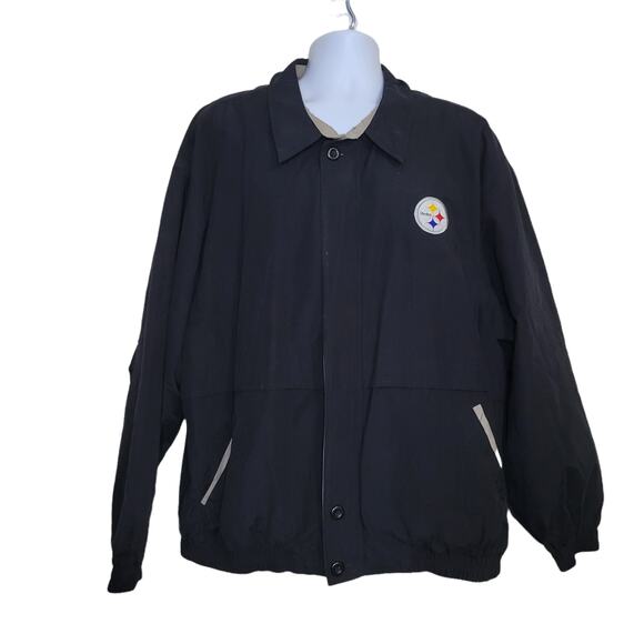 Pittsburgh Steelers Cutter & Buck Men’s XXL Zip-Up Jacket Vintage NFL Black Coat - Picture 1 of 8